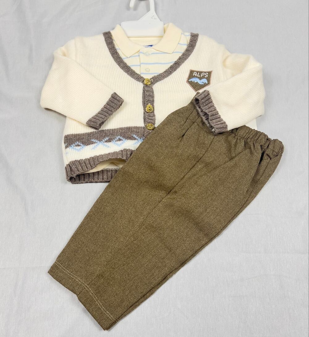 Vintage NWT Carriage Boutiques 3 Pc Boys Outfit Set 12M Sweater Cardigan Pants